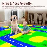 Ultra Soft Area Rug, Non Slip, Stain Resistant, Washable Area Rugs for Living Room, Bedroom, Cheerful Town Scene Layout(Yellow)