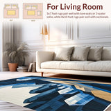 Ultra Soft Area Rug, Non Slip, Stain Resistant, Washable Area Rugs for Living Room, Bedroom, Geode Harmony Dark Blue Beige Crystal Geometric(Blue)