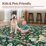 Ultra Soft Area Rug, Non Slip, Stain Resistant, Washable Area Rugs for Living Room, Bedroom, Artful Soft Pastel Leaf Patterns(Green)