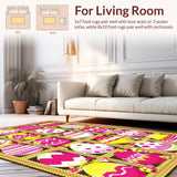 Ultra Soft Area Rug, Non Slip, Stain Resistant, Washable Area Rugs for Living Room, Bedroom, Festive Springtime Egg Motif(Pink)
