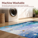 Ultra Soft Area Rug, Non Slip, Stain Resistant, Washable Area Rugs for Living Room, Bedroom, Seaside Fantasy Rug with Whimsical Jellyfish and Oceanic Pebble Motifs(Blue)