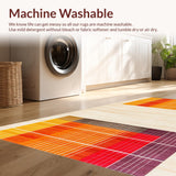 Ultra Soft Area Rug, Non Slip, Stain Resistant, Washable Area Rugs for Living Room, Bedroom, Playful Geometric Color Burst Design(Orange)