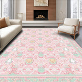 Ultra Soft Area Rug, Non Slip, Stain Resistant, Washable Area Rugs for Living Room, Bedroom, Modern Playful Geometric Theme(Pink)