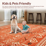 Ultra Soft Area Rug, Non Slip, Stain Resistant, Washable Area Rugs for Living Room, Bedroom, Modern Abstract Cozy Accents(Orange)