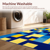 Ultra Soft Area Rug, Non Slip, Stain Resistant, Washable Area Rugs for Living Room, Bedroom, Youthful Creative Circular Composition(Blue)