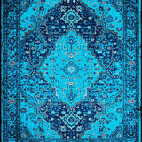 Ultra Soft Area Rug, Non Slip, Stain Resistant, Washable Area Rugs for Living Room, Bedroom, Distressed Blue Vintage Rug for Living Room(Blue)