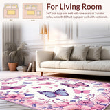 Ultra Soft Area Rug, Non Slip, Stain Resistant, Washable Area Rugs for Living Room, Bedroom, Soft Pink Dreamy Nature Theme(Pink)