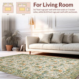 Ultra Soft Area Rug, Non Slip, Stain Resistant, Washable Area Rugs for Living Room, Bedroom, Charming Earthy Floral Motif(Ivory)
