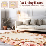 Ultra Soft Area Rug, Non Slip, Stain Resistant, Washable Area Rugs for Living Room, Bedroom, Modern Chic Petal Aesthetic(Beige)