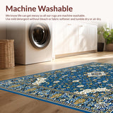 Ultra Soft Area Rug, Non Slip, Stain Resistant, Washable Area Rugs for Living Room, Bedroom, Vibrant Geometric Cultural Aesthetic(Blue)