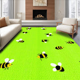 Ultra Soft Area Rug, Non Slip, Stain Resistant, Washable Area Rugs for Living Room, Bedroom, Playful Yellow Nature Scene(Green)