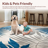 Ultra Soft Area Rug, Non Slip, Stain Resistant, Washable Area Rugs for Living Room, Bedroom, Nova Collection Blue Grey Beige Coastal Accent Area Rug(Blue)