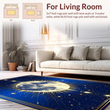 Ultra Soft Area Rug, Non Slip, Stain Resistant, Washable Area Rugs for Living Room, Bedroom, Vibrant Cosmic Spiral Design(Blue)
