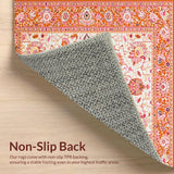 Ultra Soft Area Rug, Non Slip, Stain Resistant, Washable Area Rugs for Living Room, Bedroom, Lively Orange Garden Inspired Rug(Orange)