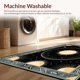 Ultra Soft Area Rug, Non Slip, Stain Resistant, Washable Area Rugs for Living Room, Bedroom, Artistic Charcoal Solar Crescent(Yellow)