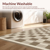 Ultra Soft Area Rug, Non Slip, Stain Resistant, Washable Area Rugs for Living Room, Bedroom, Rustic Neutral Patterned Textile Artwork(Beige)