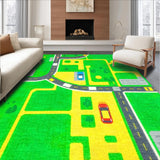 Ultra Soft Area Rug, Non Slip, Stain Resistant, Washable Area Rugs for Living Room, Bedroom, Vivid Cityscape Playful Design(Green)