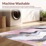 Ultra Soft Area Rug, Non Slip, Stain Resistant, Washable Area Rugs for Living Room, Bedroom, Modern Marble Texture with Subtle Hues(Pink)