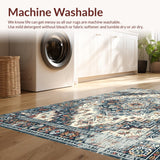 Ultra Soft Area Rug, Non Slip, Stain Resistant, Washable Area Rugs for Living Room, Bedroom, Sophisticated Modern Medallion Layout(Gray)