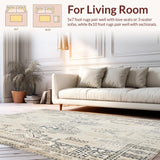 Mediterranean Inspired Beige High Low Pile Textured Geometric Shapes(Beige)