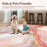 Ultra Soft Area Rug, Non Slip, Stain Resistant, Washable Area Rugs for Living Room, Bedroom, Modern Soft Tone Elegance(Pink)