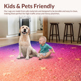 Ultra Soft Area Rug, Non Slip, Stain Resistant, Washable Area Rugs for Living Room, Bedroom, Star Glitter Ombre Bedroom Area Carpet(Pink)