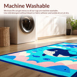Ultra Soft Area Rug, Non Slip, Stain Resistant, Washable Area Rugs for Living Room, Bedroom, Fun Sea-themed Whimsy Art(Blue)