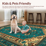 Ultra Soft Area Rug, Non Slip, Stain Resistant, Washable Area Rugs for Living Room, Bedroom, Rustic Western Brown Teal Living Room Washable Rug(Blue)