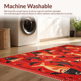 Ultra Soft Area Rug, Non Slip, Stain Resistant, Washable Area Rugs for Living Room, Bedroom, Vibrant Aquatic Artistry Theme(Red)