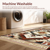 Ultra Soft Area Rug, Non Slip, Stain Resistant, Washable Area Rugs for Living Room, Bedroom, Rustic Southwestern Pattern Fusion(Beige)