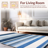 Ultra Soft Area Rug, Non Slip, Stain Resistant, Washable Area Rugs for Living Room, Bedroom, Ombre Striped Area Rug(Blue)