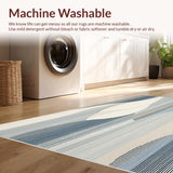 Ultra Soft Area Rug, Non Slip, Stain Resistant, Washable Area Rugs for Living Room, Bedroom, Modern Coastal Stripe Area with Wave Inspired Bluish Gray and Beige Lines(Gray)