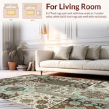 Ultra Soft Area Rug, Non Slip, Stain Resistant, Washable Area Rugs for Living Room, Bedroom, Tribal Soft Washable Kitchen Area Rug with Floral Design(Brown)