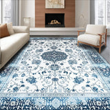 Ultra Soft Area Rug, Non Slip, Stain Resistant, Washable Area Rugs for Living Room, Bedroom, Rustic Pastel Floral Charm(White)