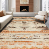 Ultra Soft Area Rug, Non Slip, Stain Resistant, Washable Area Rugs for Living Room, Bedroom, Trendy Neutral Floral Composition(Orange)