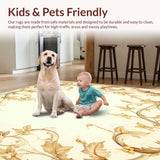 Botanical Scrollwork Area with Elegant Leafy Vines and Baroque Flourishes(Beige)