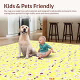 Ultra Soft Area Rug, Non Slip, Stain Resistant, Washable Area Rugs for Living Room, Bedroom, Charming Daisy Floral Aesthetic(Yellow)