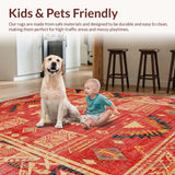 Ultra Soft Area Rug, Non Slip, Stain Resistant, Washable Area Rugs for Living Room, Bedroom, Modern Crimson Ethnic Geometry(Red)
