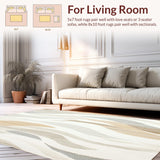 Ivory Decorative Area With Coastal Wave Inspired For Patios(Beige)