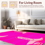 Ultra Soft Area Rug, Non Slip, Stain Resistant, Washable Area Rugs for Living Room, Bedroom, Whimsical Cowgirl Themed Entrance Design(Pink)