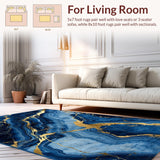 Ultra Soft Area Rug, Non Slip, Stain Resistant, Washable Area Rugs for Living Room, Bedroom, Vibrant Abstract Luxe Statement(Blue)