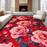 Ultra Soft Area Rug, Non Slip, Stain Resistant, Washable Area Rugs for Living Room, Bedroom, Elegant Warm Red Floral Theme(Red)