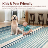 Ultra Soft Area Rug, Non Slip, Stain Resistant, Washable Area Rugs for Living Room, Bedroom, Modern Ombre Stripe Rug, Blue Abstract Design(Blue)