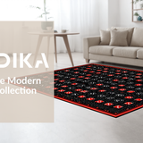 Ultra Soft Area Rug, Non Slip, Stain Resistant, Washable Area Rugs for Living Room, Bedroom, Retro Geometric Dice Motif(Black)