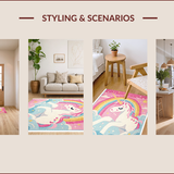 Ultra Soft Area Rug, Non Slip, Stain Resistant, Washable Area Rugs for Living Room, Bedroom, Unicorn-Themed Plush Nursery Area Carpet(Red)