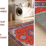 Ultra Soft Area Rug, Non Slip, Stain Resistant, Washable Area Rugs for Living Room, Bedroom, Distinct Geometric Orange and Brown Pattern(Red)