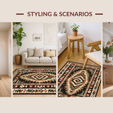 Ultra Soft Area Rug, Non Slip, Stain Resistant, Washable Area Rugs for Living Room, Bedroom, Bold Aztec Inspired Graphic(Brown)