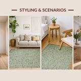 Ultra Soft Area Rug, Non Slip, Stain Resistant, Washable Area Rugs for Living Room, Bedroom, Vibrant Rustic Green Overtones(Gray)