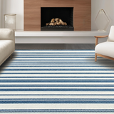 Delicate Textured Ivory Stripe Motif(Blue)