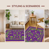 Ultra Soft Area Rug, Non Slip, Stain Resistant, Washable Area Rugs for Living Room, Bedroom, Festive Elegant Lattice Design(Purple)